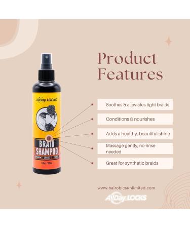AllDay Locks Rinse-Free Shampoo | Refreshing Formula for Locs Braids & Weaves | 8 oz - Eliminates Itchiness & Dryness - Buy Online on SooperMarket.com