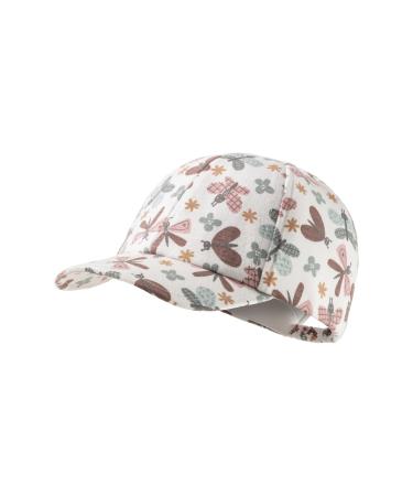 Sterntal baseball -Cap butterflies - shield cap for babies from flammary yarn -Jersey with a practical rubber band - Basecap girl with butterfly print - baseball cap for babies 51 ECRU