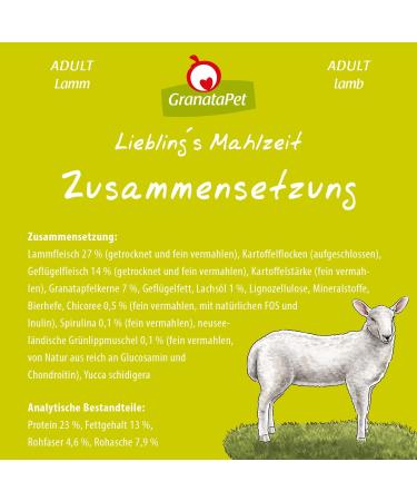 Granapet Liebling's Meal Adult Lamb 1.8 kg | Grain-Free No Sugar Additives Dry Dog Food | Premium Single Feed for Adult Dogs - Buy Online on SooperMarket.com