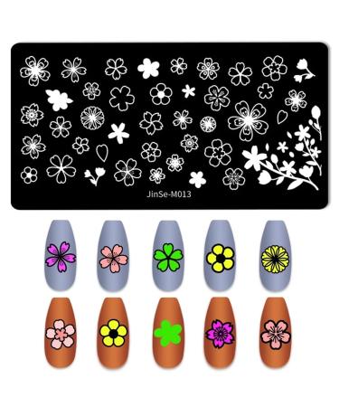 OUBFUUY Sakura Theme Nail Stamp Plates Nails Art Stamping Plates Festival flower Nail plate Template Image Plates