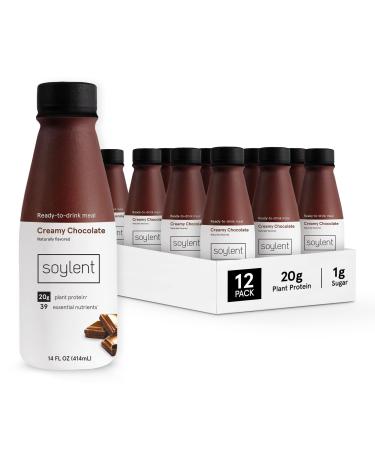 Soylent Plant Based Creamy Chocolate Meal Replacement Shake, Contains 20g Complete Vegan Protein, Ready-to-Drink, 14oz, 12 Pack