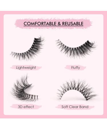Glowing Win Cat Eye False Eyelashes - 7 Pairs Faux Mink Fluffy Lashes for Natural Look | Reusable Handmade Wispy Fake Lashes - M50 - Buy Online on SooperMarket.com