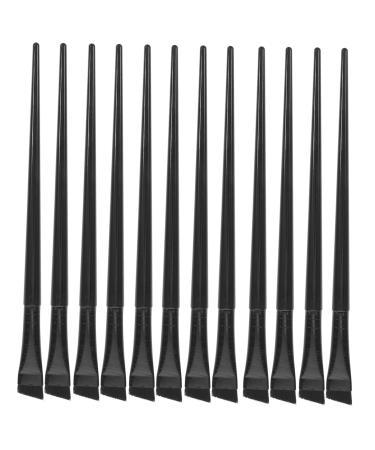 MUSISALY 12pcs Angled Eyebrow Brush Flat Concealer Brush Concealer Brush Blender Brush 15.5x1.2x0.6cm Black