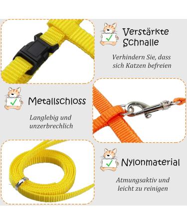 Adjustable Nylon Cat Leash & Harness Set | Soft Orange Cat Dishes for Kittens Puppies & Rabbits - Buy Online on SooperMarket.com