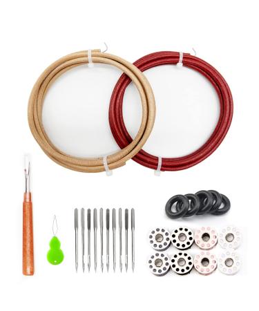 Jones/Singer Sewing Machine Belt Parts 2 Pcs  Tough Real Cow Leather Conveyor Belt  Universal All Pedal Sewing Machines  with Hook  72 inch Super Long Size  13/64 inch Diameter (Cow Leather) 13/64 Diameter