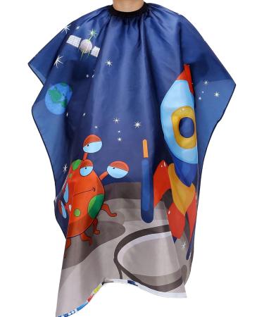 Ccbeauty Waterproof Hairdressing Cap for Kids | Adjustable Children's Hair Cutting Apron | Blue Space Pattern Toddler Hairdresser Slop - Buy Online on SooperMarket.com
