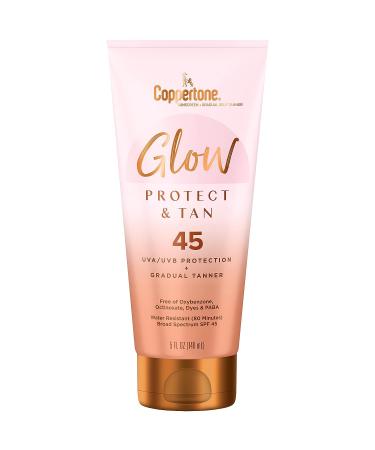 Coppertone Glow Protect and Tan Sunscreen Lotion with Gradual Self Tanner SPF 45 - Pack of 2, 5 Fl Oz Tubes - Buy Online on SooperMarket.com