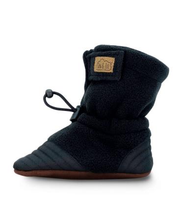 JAN & JUL Soft Sole Baby Walking Shoes Comfortable Fleece Booties (Black Large Toddler)
