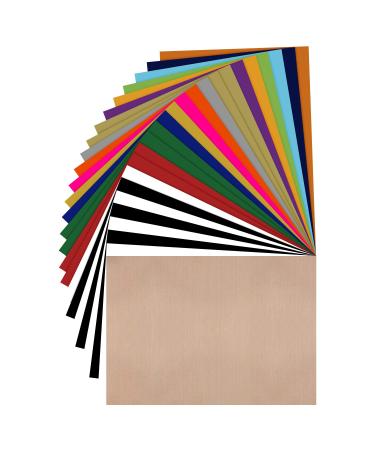 JANDJPACKAGING Heat Transfer Vinyl HTV Bundle 10x12 - 25 Pack Assorted Colors HTV Vinyl Iron On Vinyl for Cricut & Silhouette Cameo Bonus Teflon for Heat Press Machine Multicolor