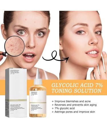 Glycolic Acid 7% Toning Solution Hydrating Toner for Face Glycolic Acid Skin Toner Smoothing Face Toner Facial Exfoliation for Blemishes and Acne Facial Moisturizer-Repair Damage Skin (100ml) - Buy Online on SooperMarket.com