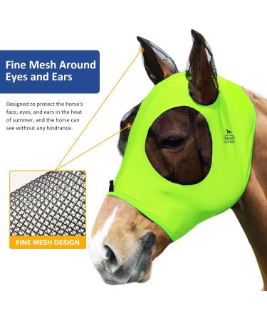 Buy Harrison Howard Super Comfort Stretchy Fly Mask - UV Protection Large Eye Space Breathable Fluro-Lime (XL) | International Shipping - Buy Online on SooperMarket.com