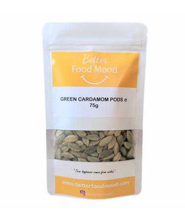 Green Cardamom Pods 75g | Large 10mm Hari Elaichi | Very Fragrant & Fresh Whole Pods full of Cardamom Seeds | Better Food Mood