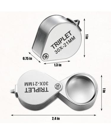 3 Piece Jewelers Eye Loupe Set - 10X, 20X, 30X Pocket Magnifying Glass for Jewelry, Coins, Gems, Stamps, Watches - Silver - Buy Online on SooperMarket.com