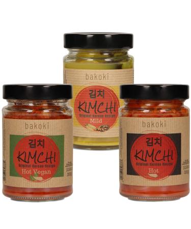 Bakoki KIMCHI Original Korean Recipe - Pack of 3 MILD | HOT | VEGAN 300 g (pack of 3)