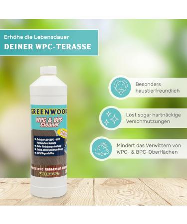 Buy Greenwood WPC & BPC Cleaner - pH Neutral Concentrate for Terrace Planks | 1L Care & Cleaning Agent - International Shipping Available - Buy Online on SooperMarket.com