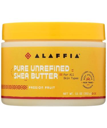 Alaffia Pure Unrefined Shea Butter, Deeply Hydrates and Moisturizes Skin. Suitable for All Skin Types. Fair Trade, Cruelty Free, No Parabens, Vegan, Passion Fruit 11 Oz