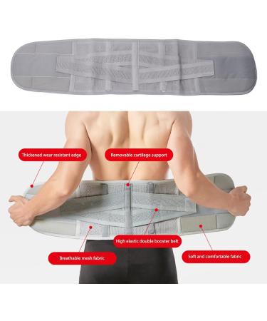 XL Gray Elastic Back Bandage - Adjustable & Breathable Lumbar Support for Lower Back Pain Relief | Ideal for Sports & Daily Use - International Shipping Available - Buy Online on SooperMarket.com