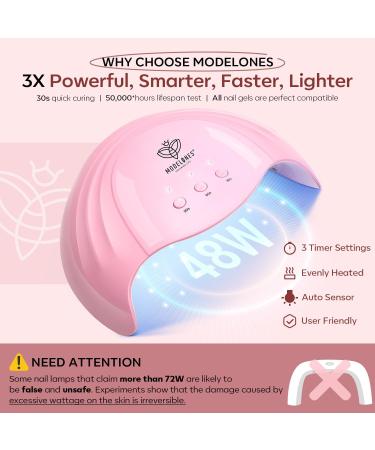 Modelones 28 Colors Gel Nail Kit with 48W Nail Lamp - DIY Home Nail Curing Set for Women in Orange Red - Buy Online on SooperMarket.com