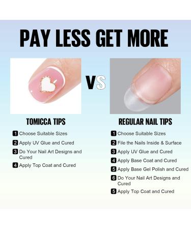TOMICCA Extra Short Oval Nail Tips 180PCS Pink Soft Gel Nails - 3 in 1 Base Coat Coverage - Matte Full Coverage Nail Tips for Nail Art Extensions - Buy Online on SooperMarket.com