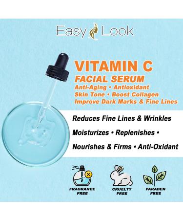 Vitamin C Face Serum - Anti-Aging & Dark Spot Treatment for Even Skin Tone Fine Lines & Wrinkles - 2 Fl Oz - Buy Online on SooperMarket.com