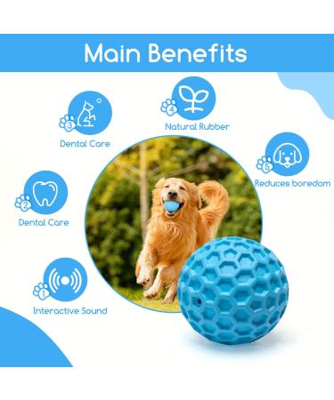 Nobleza Indestructible Dog Ball - 8cm Natural Rubber Squeaky Interactive Toy for Dogs | Robust & Durable - Buy Online on SooperMarket.com