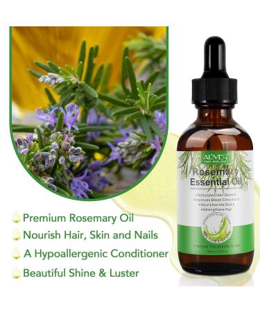 Rosemary Essential Oil for Hair Growth | 100% Organic with Scalp Massager - Nourishes & Stimulates Hair - Buy Online on SooperMarket.com