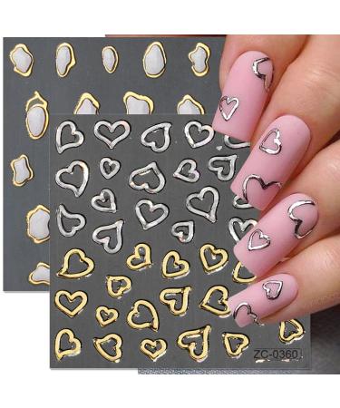 Dornail 6 Sheets 5D Crystal Nail Stickers | Irregular Geometric Frames & Heart Designs | Self-Adhesive Nail Art Accessories for Women - Buy Online on SooperMarket.com