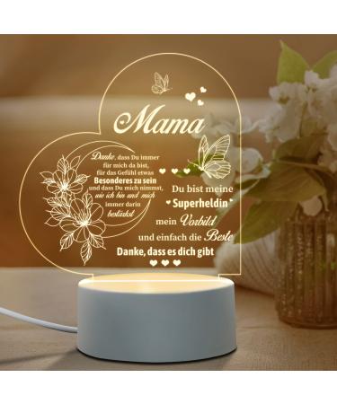Juratar Mother's Day gift for mom by daughter son Led Lampe Nachtesicht Personalized Mama Gift Birthday Gift for Mama (Heart)