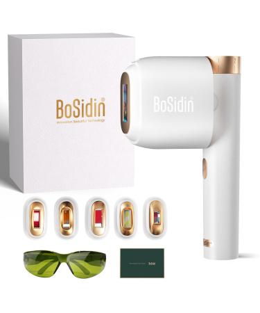 Laser Hair Removal BoSidin IPL Hair Removal with Painless Ice-Cooling 2-in-1 Face SR Rejuvenation 6+1 Modes 6 Levels Hair Removal for Women Permanent Laser Hair Removal Kit with Shaver Goggles White