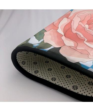 Plaid Background Roses Flannel Non-Slip Floor Mat - 63x48 Inches Comfortable & Lint-Free for Relieving Foot Pressure Ideal for Any Occasion - International Shipping Available - Buy Online on SooperMarket.com