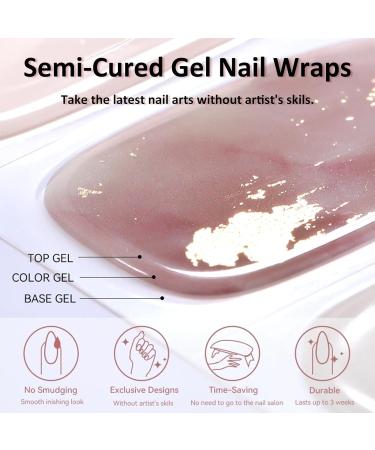 Semi Cured Gel Nail Strips Gel Nail Stickers - 20 Pcs Nail Stickers for Nail Art - Soft Self-Adhesive Gel Nail Wraps Easy Apply & Remove for Salon-Quality Manicure Kit (UV/LED Lamp Required)(BSS-0342) - Buy Online on SooperMarket.com