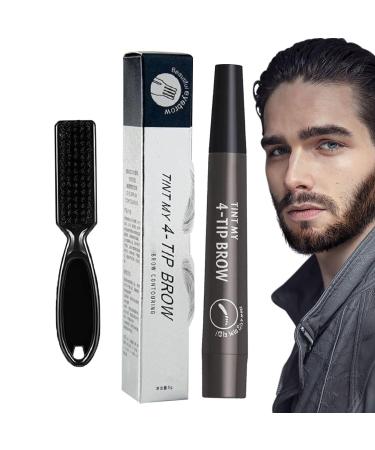 Bartstift filler - waterproof beard pent |Long-lasting covering hair base beard filler for beard make-up natural finish male mustache repair aznever gray-brown