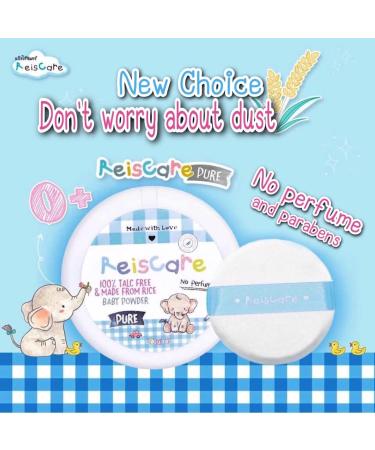 Reiscare 100% Talc-Free Rice Baby Powder 130g with Puff - Gentle & Fragrance-Free for Baby's Smooth Skin - Buy Online on SooperMarket.com