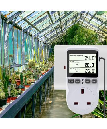 Gobesty Digital Temperature Controller Thermostat Outlet Socket 230 V Digital Thermostat Outlet Plug with Temp Sensor Temperature Switch Heating Cooling Timer for Greenhouse Farm Aquarium Reptile - Buy Online on SooperMarket.com