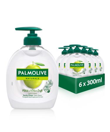 Palmolive Soap Naturals Olive & Milk 6x300ml - liquid hand soap for gentle cleaning of hands Olive green 300 ml (pack of 6)