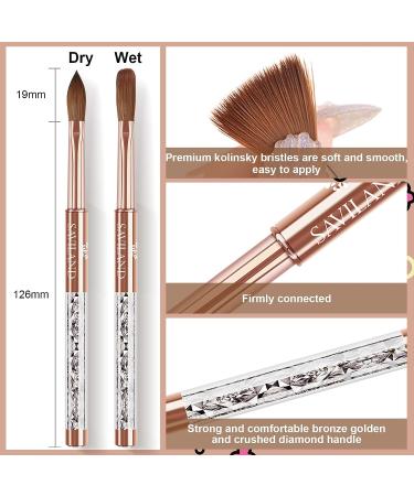 Saviland Acrylic Nail Brush Size 10 - Kolinsky Acrylic Brush for Acrylic Powder  Kolinsky Hair Bronze Gold and Broken Diamond Handle for Beginner and Professional 10 - Buy Online on SooperMarket.com