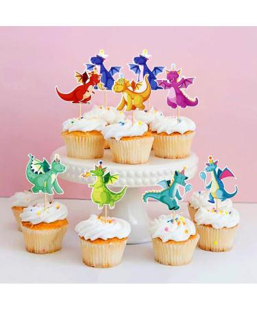 24-Piece Dragon Theme Cupcake Toppers | Mythical Cake Decorations for Weddings & Birthday Parties | Realistic Torte Picks & Event Party Accessories - Buy Online on SooperMarket.com
