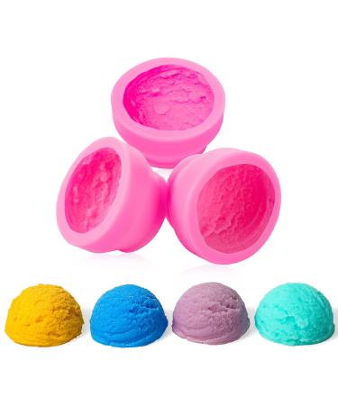 Silicone 3D Ice Cream Ball Shape Molds Cookie Pastry Mold Soap Candle Clay Mold Aromatherapy Plaster Mold, for Wedding Cake Chocolate Dessert Pudding Mousse Decor DIY Kitchen Baking (3 Pieces)