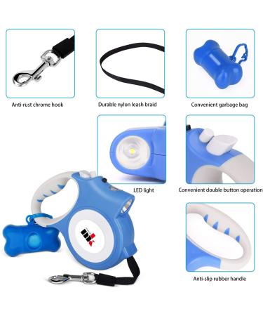 Makife Retractable Dog Leash 5m for Large & Medium Dogs | Includes Flashlight & 15 Dog Droppings Bags - Ideal for Easy Walks - Buy Online on SooperMarket.com