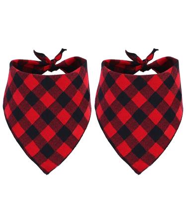 GOYOSWA 2 Pack Christmas Dog Bandanas for Large Dogs Buffalo Plaid Dog Bandana Triangle Scarf Christmas Dog Cosumes for Small Medium Large Extra Large Dogs (Red Plaid Large) Red Plaid Large