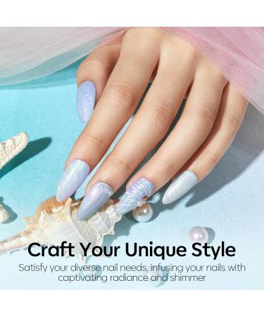 Modelones Pearl Gel Nail Polish 15ML Shimmer Mermaid Light Blue Gel Polish Pearlescent Shell Nail Gel Soak Off UV Gel Led Spring Gel Polish Swirl Shell Thread Effect DIY Manicure Gifts Pearl Blue - Buy Online on SooperMarket.com