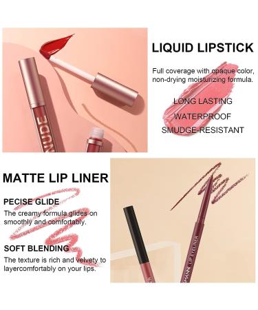 KIMIEYE 12Pcs Lip Liner and Lipstick Set - Waterproof Velvety Matte Lipstick Gift Kit for Women (SET A) - Buy Online on SooperMarket.com