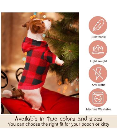 Frienda Plaid Dog Hoodie with Hat - Warm Winter Pet Clothes for Small Medium Puppy (Medium) - Buy Online on SooperMarket.com