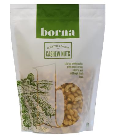 Borna Foods Whole Cashew Nuts Roasted and Salted Vegan and Kosher Certify-1 KG Roasted and Salted 1 Kg