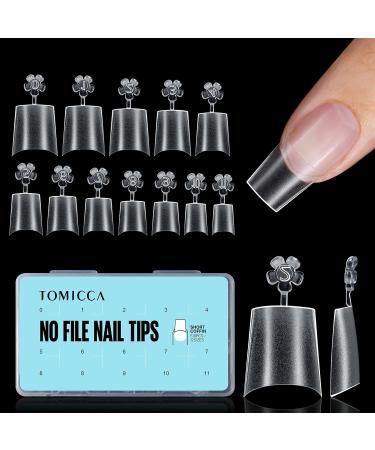 TOMICCA Short Coffin French Edge Nail Tips - 510pcs Half Cover False Nails | Natural Matte Acrylic Extension Tips | 15 Sizes for Salon Nails - Buy Online on SooperMarket.com
