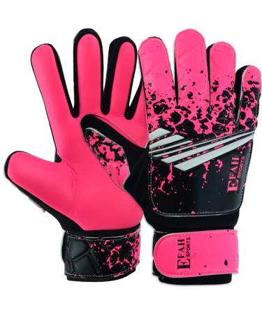 EFAH Sports football goalkeeper gloves for boys and children soccer goalkeeper gloves with great grip areas size 6 suitible for 13 to 15 years old pink