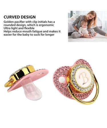 Gold Baby Pacifier Set - Rhinestone Covered Lightweight Pacifier for 6-18 Months - Perfect for Home Use (Letter B) - Buy Online on SooperMarket.com