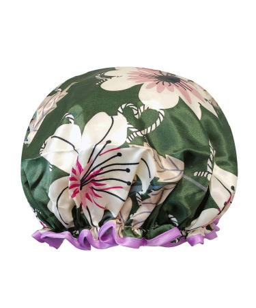 allydrew Wild Side Reusable Women's Waterproof Shower Caps for Long Hair  Lilies Green O/S Lilies Green