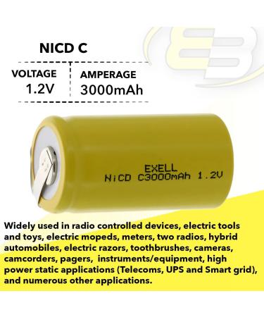 Exell C Size 1.2V 3000mAh NiCD Rechargeable Battery - Ideal for Data Testing Devices Electric Tools & Toys | International Shipping Available - Buy Online on SooperMarket.com