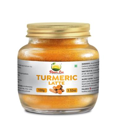 Dawn Lee Turmeric Latte- Lal Haldi Doodh Masala - Curcumin Turmeric- Dry Fruits- Memory Booster- Drink- Herbal- Golden Milk- Golden Milk with Turmeric- Latte Powder Milk- 100_ Gm